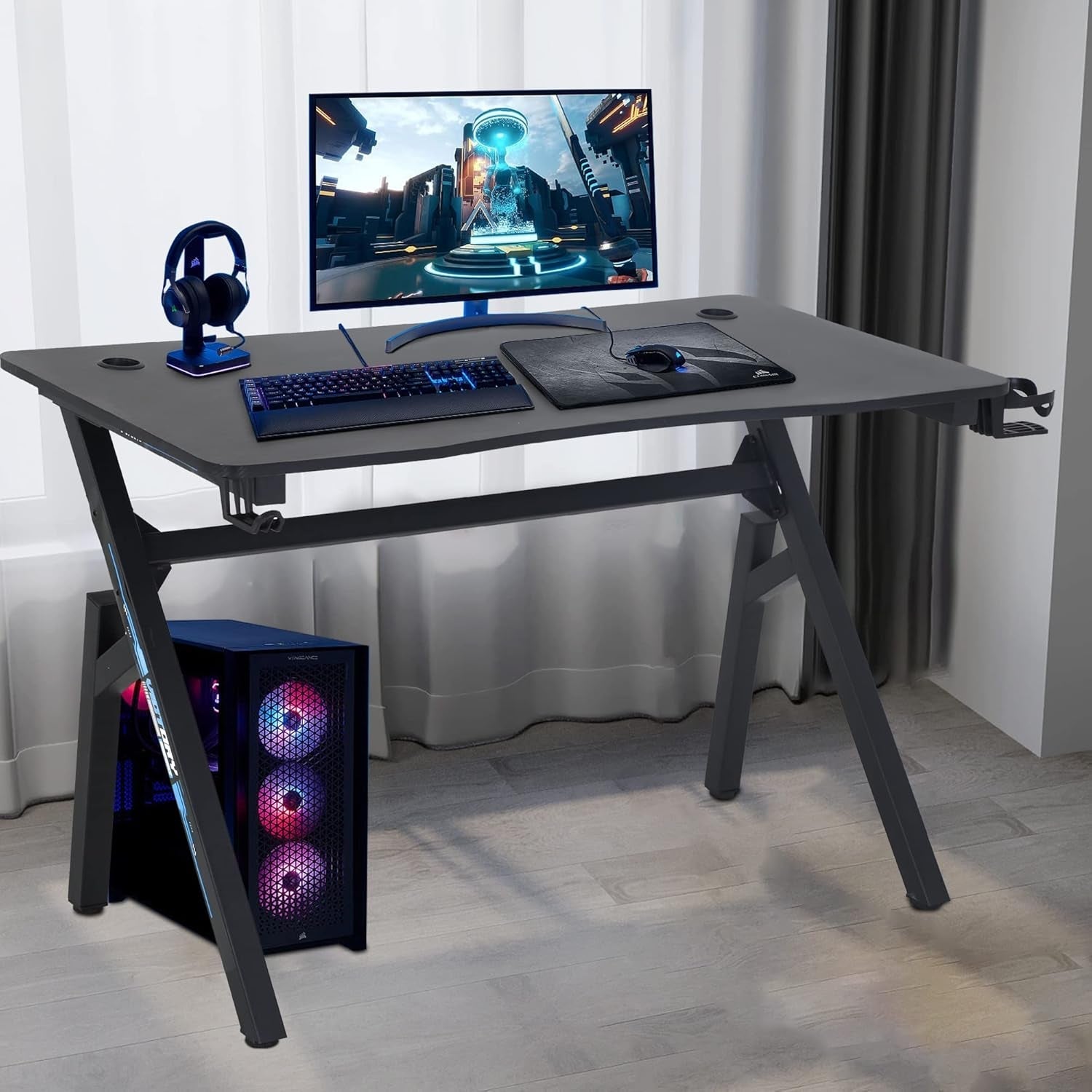 47x23 Gaming Desk For Home with built in monitor stand