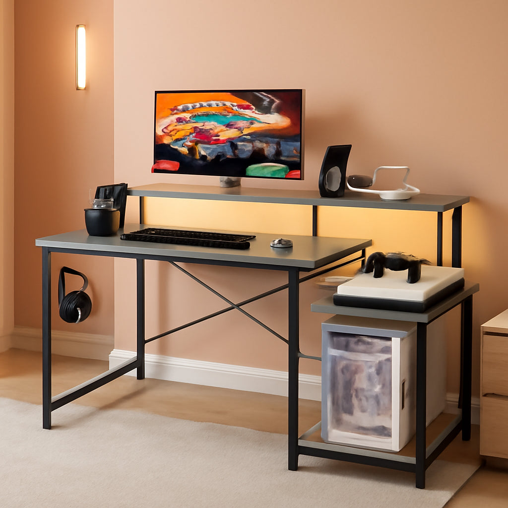 48 Inch Desk With Led Lights For Gaming Setup Ergonomic